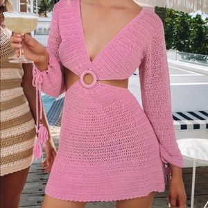 Pink crochet dress from beginning boutique